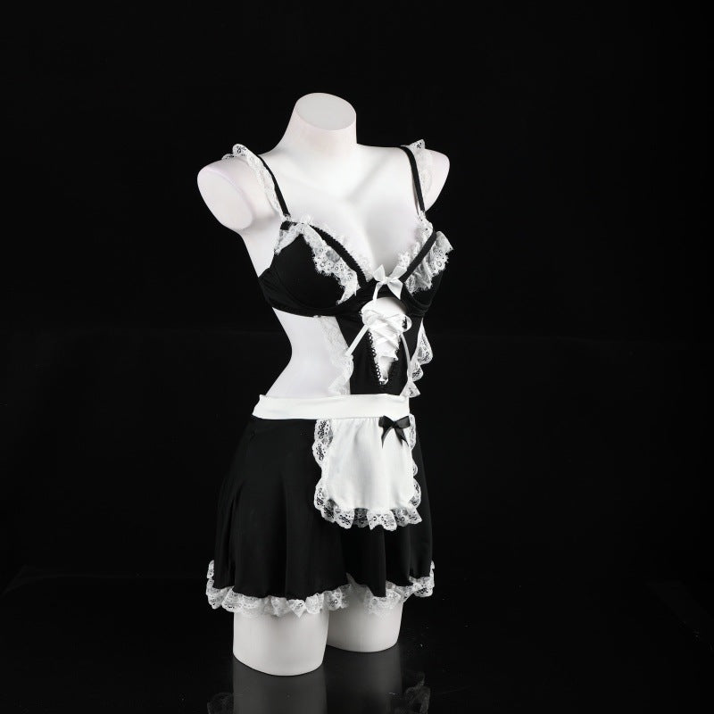 LS Sexy Lingerie Maid Outfit Sexy Maid Uniform Suspender Nightgown Dress Rabbit Stripper Pure Desire Suit