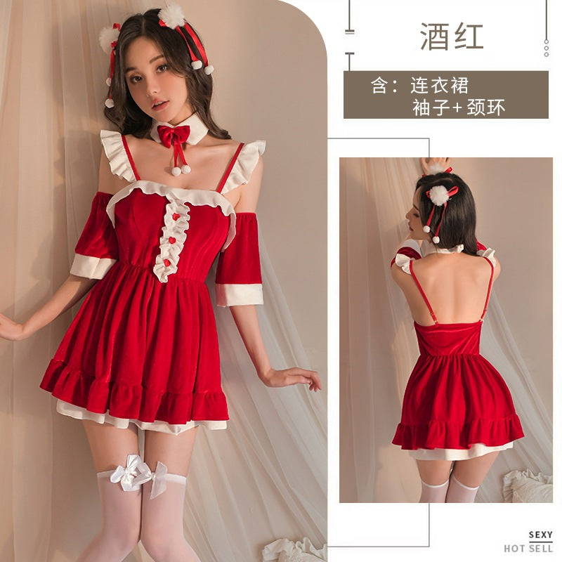 Fun Christmas Dress Women's Cute Backless Halloween Lovely Girl Sling dress suit Sexy Pure 2044