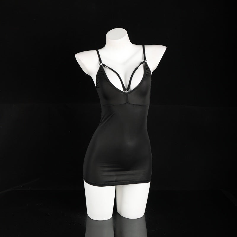 LS Sexy One-Piece Stepmother Dress No Need to Take Off Bed See-Through Sexy Underwear Sexual Pajamas Exposed Women's Clothes