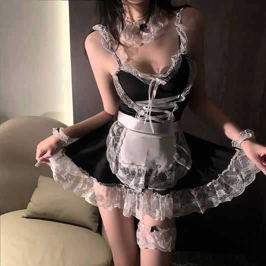 LS Large Size Sexy Lingerie Sexy Perspective Hot Maid Maid Cosplay No-Take-Off Uniform Set
