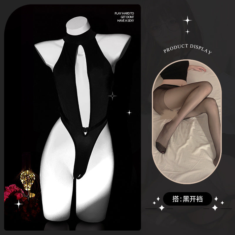 LS Sexy Lingerie Small Breast No-Take Off Hollow Uniform Temptation Pajamas Passion One-Piece Suit