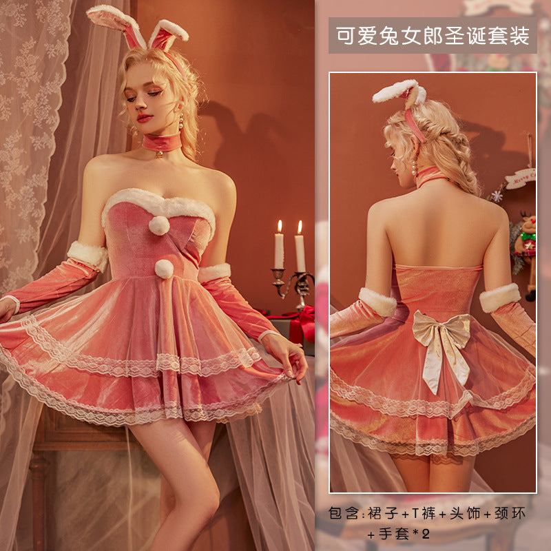 1175 Ying Sexy Velvet Christmas Bunny Pure Sex Sexy Nightclub Party COS Christmas Dress