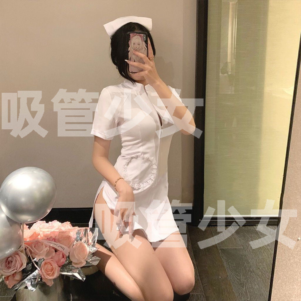 Straw Girl Sexy Lingerie Nurse Sexy Nurse Skirt Zipper Miniskirt Halloween Cosplay 1172