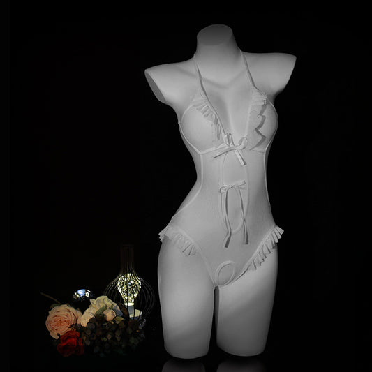 LS Sexy Lingerie Lace Open-Chest Open-Crotch Tight Lace Bunny Girl Qqny Sexy Lingerie 8982