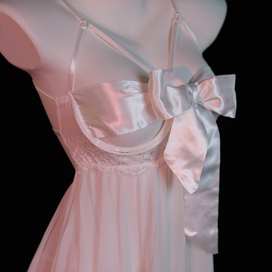 LS Pure Desire Sexy Lingerie Sexy See-Through Temptation No-Remove Hot Passion Bow Small Breast Pajamas