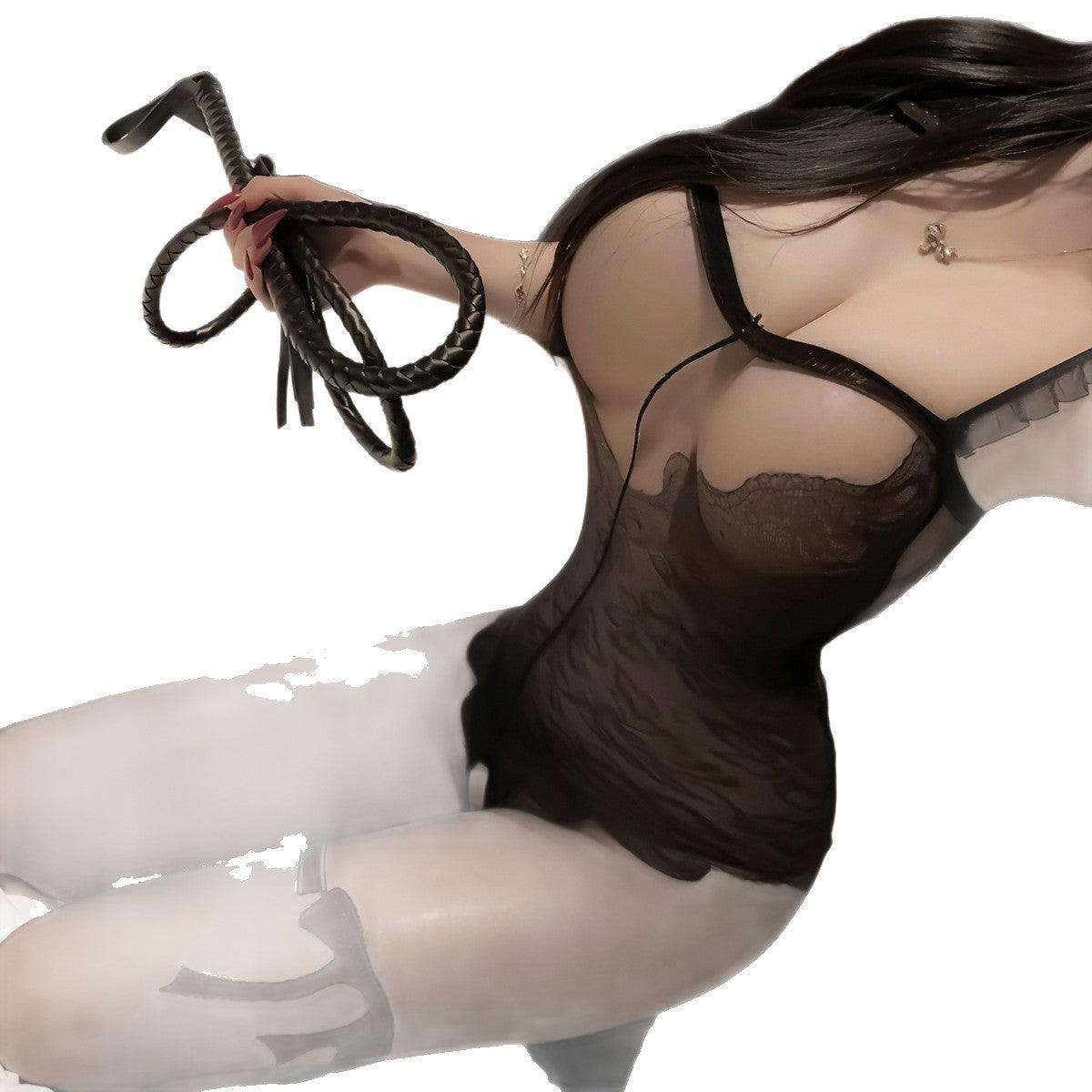 LS Sexy Lingerie Temptation Open Stockings Transparent No-Take Off Passion Jumpsuit Teasing Jumpsuit 1083