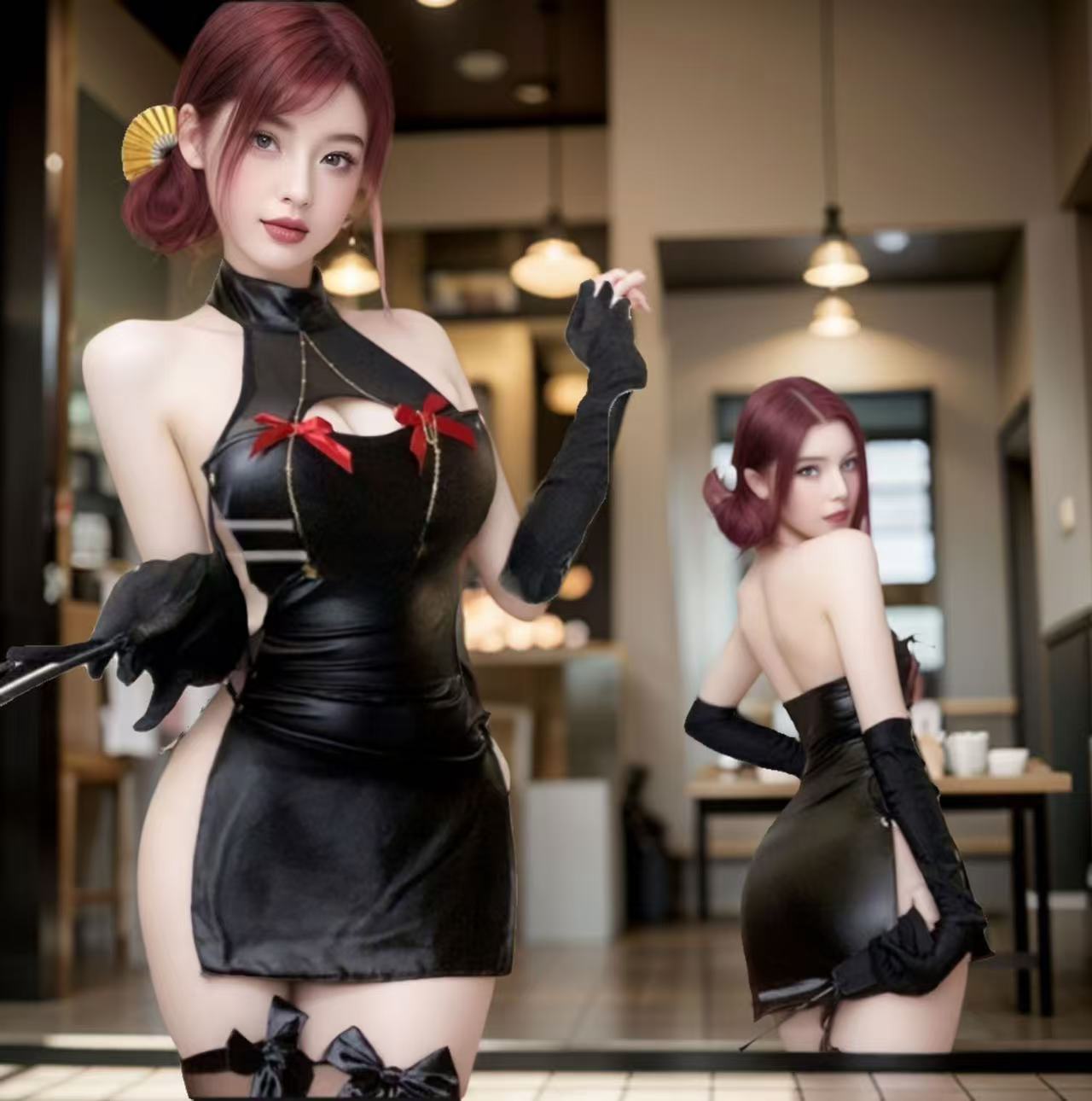 Halloween Demon Horn Hair Accessories Demon Patent Leather Strap Temptation Warsuit Sexy Underwear Valentine's Day Hair