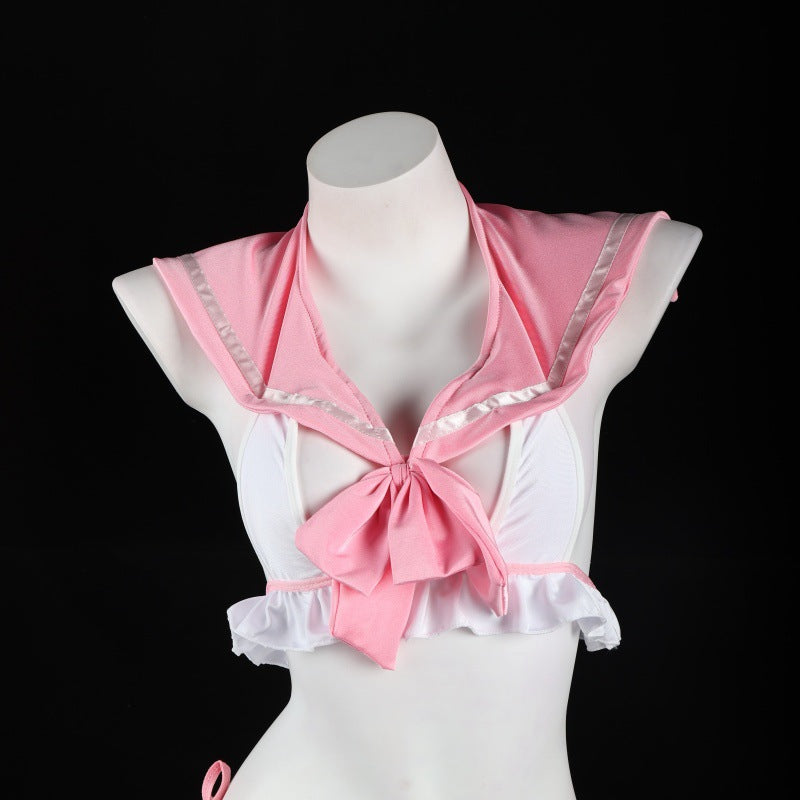 LS Sexy Lingerie Pure Desire Student Outfit Sexy Hollow Bow Backless Couple Flirting Uniform 9243