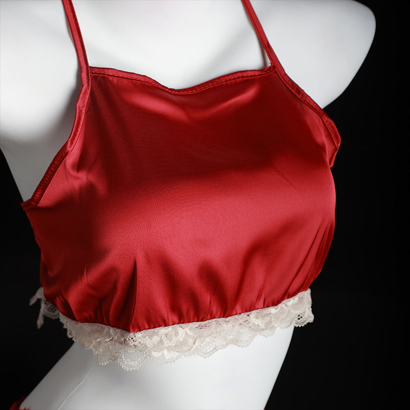 LS Sexy Underwear Women's Sexy Uniform Temptation Pajamas Small Chest Large Sexy Backless Two-piece 9093