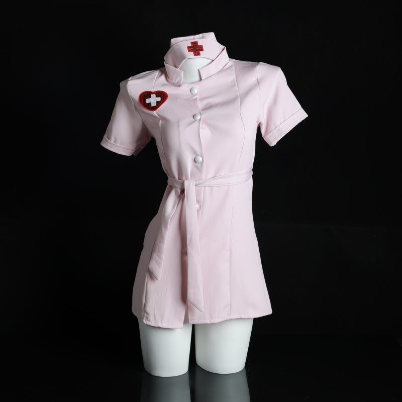 LS Sexy Nurse Outfit Sexy Lingerie Temptation Hot Solid Color Short Skirt Cosplay Bed Outfit 8059