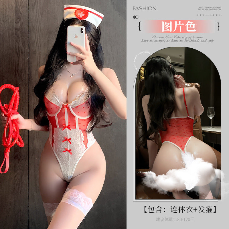 Love is like sexy underwear saints nurse sexy conjoined bow vest devil pure desire net gauze sweet 5105