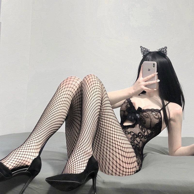 LS Sexy Lingerie Sexy Uniform Temptation Pajamas Pure Desire Small Breasts Show Big Spots One-Piece Net Clothing 1078