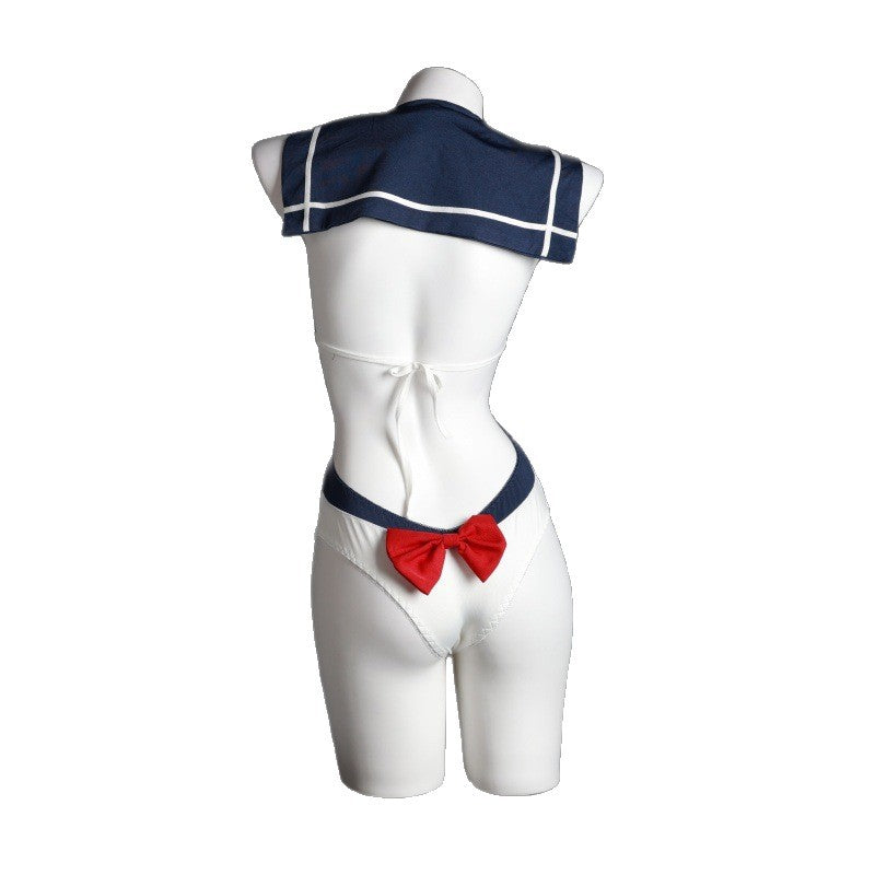 LS Sexy Lingerie Student Wear Open One-Piece Jumpsuit Bow Sexy Student Uniform 8135
