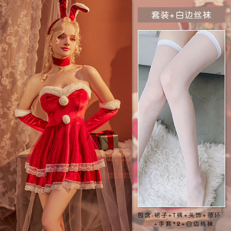 1175 Ying Sexy Velvet Christmas Bunny Pure Sex Sexy Nightclub Party COS Christmas Dress