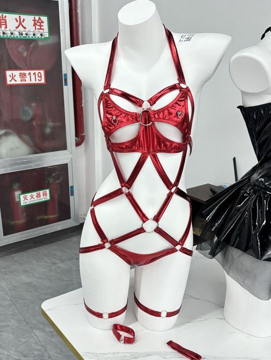 LS Sex Underwear Patent Leather Bundle Bundle Bunny Purely Three-Point SM suit