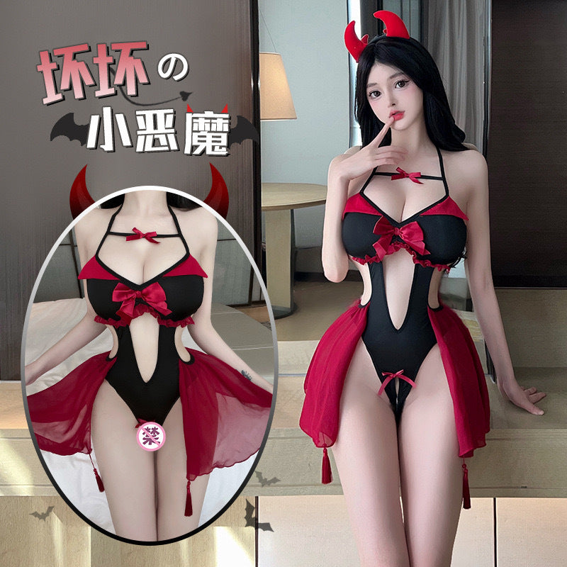 Sexy Inside Sexy Pure Desire Robe Deviruchi Uniform Temptation Game Dress Backless conjoined Halloween suit Hair