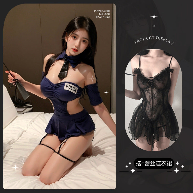 LS Sexy Captain Secretary Stewardess Uniform Hot Pure Desire Cosplay Policewoman Sexy Suit 9245