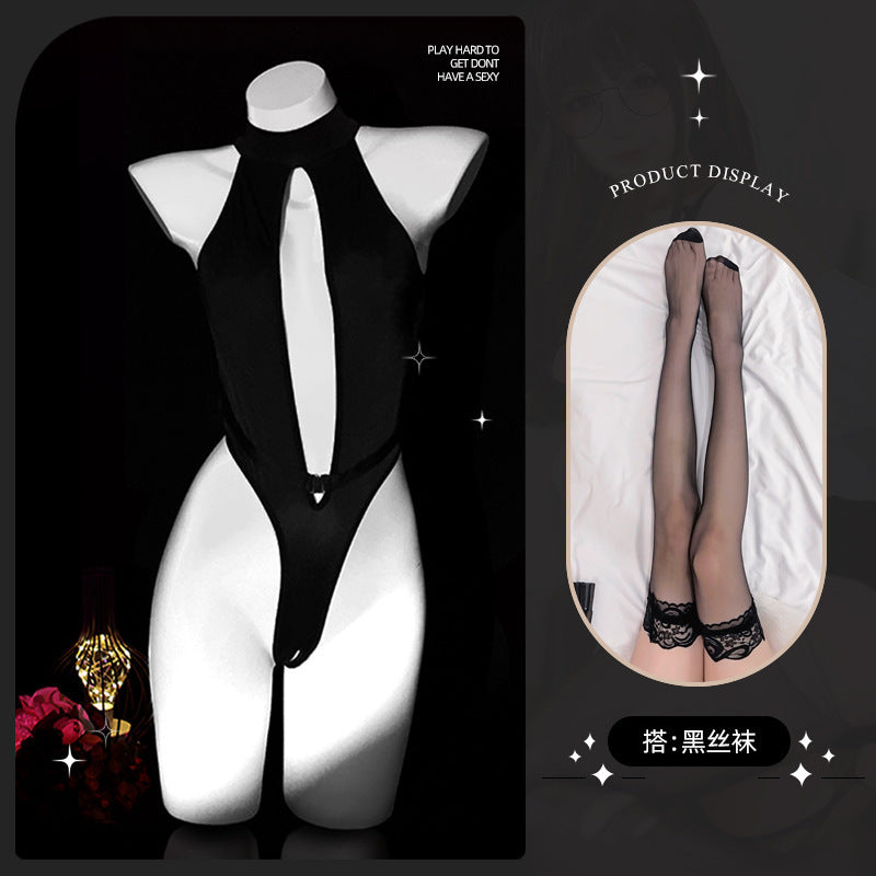 LS Sexy Lingerie Small Breast No-Take Off Hollow Uniform Temptation Pajamas Passion One-Piece Suit