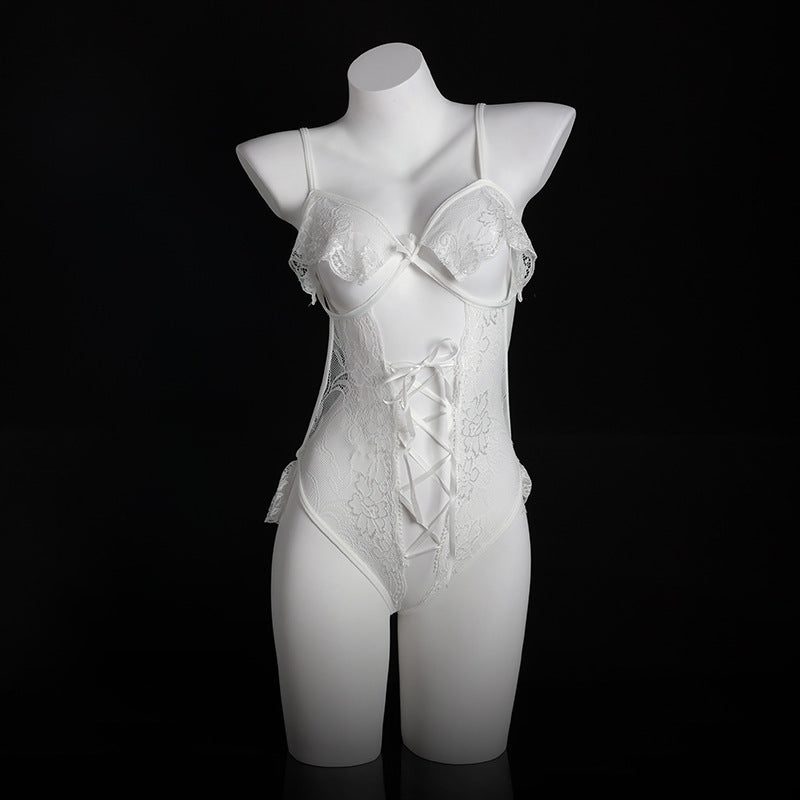LS Sexy Underwear Sexy Uniform Pajamas Pure Desire Small Chest Shown Large Lace Open Chest 8321