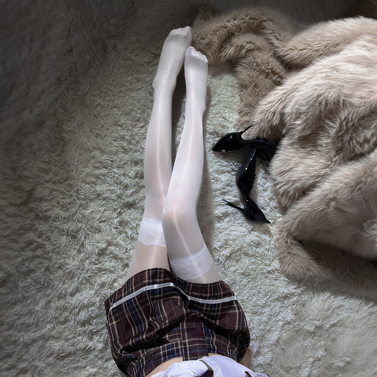 LS Sexy Stockings Hand-Torn Stockings Sexy Pure Desire Temptation Curry Silk Suspender Stockings Popular Model 1191