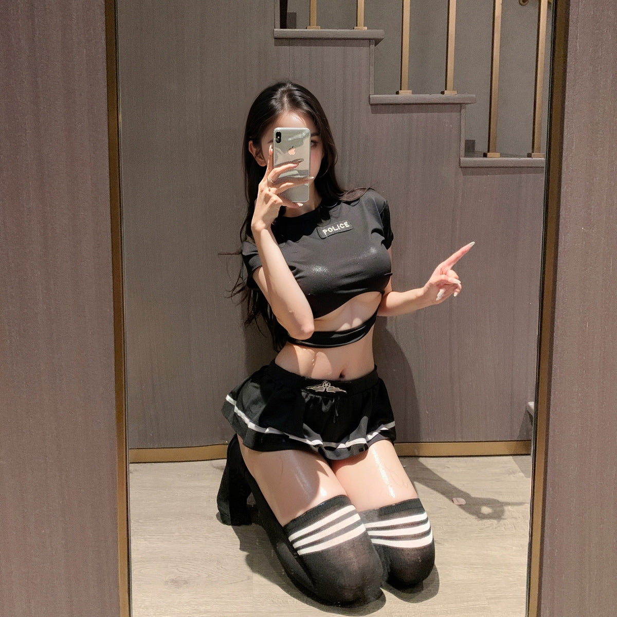 LS Sexy Underwear Female Sexy Uniform Temptation Pajamas Pure Desire Small Breasts Show Big Cheerleading Uniform 8191