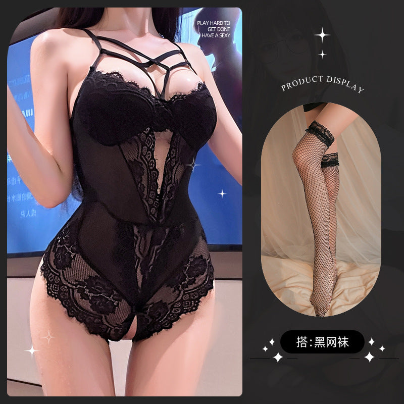 LS Sexy Underwear Sexy Uniform Seductive Pajamas Pure Desire Small Chest Shout Large Backless Butterfly 9013
