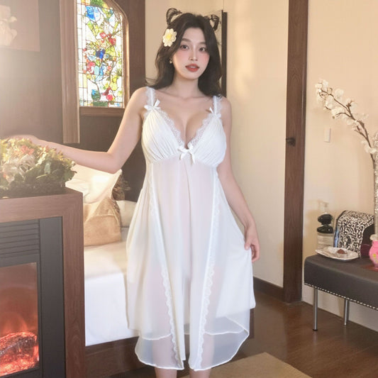 Ying Sexy Nightdress Pure Desire Temptation Style Women's Homewear Sweet Mesh Butterfly Nightdress Strap Pajamas Plus Size