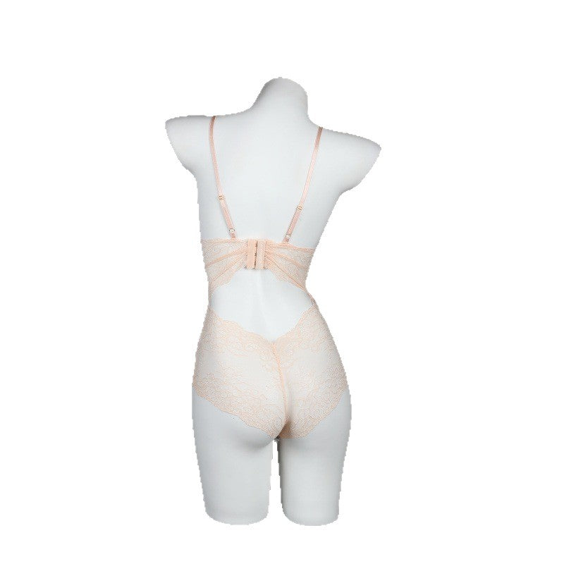 LS Sexy Lingerie Strap Sexy Maid Uniform Temptation No-Remove Small Chest Lace One-Piece Open Crotch 8040