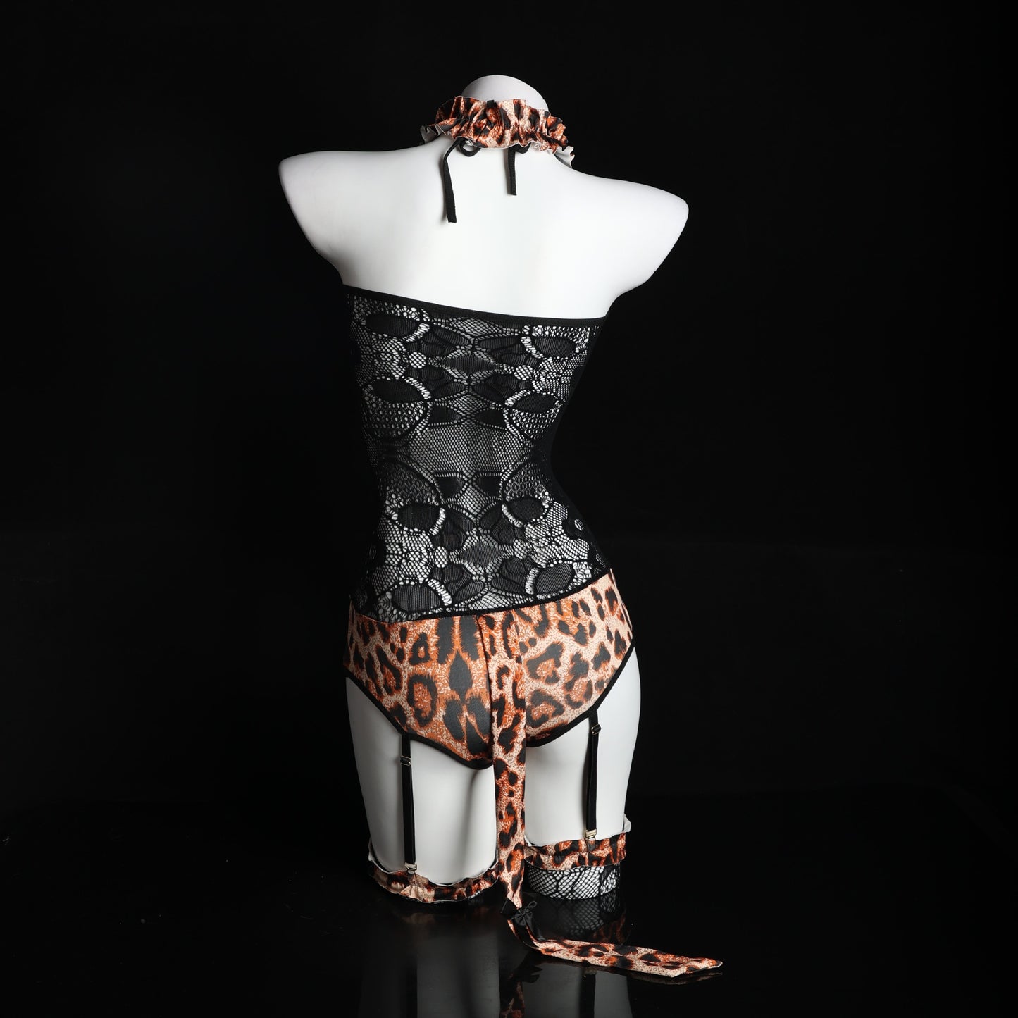 LS Sexy Lingerie Uniform Temptation Bunny Girl Outfit Sexy Passionate Provocative See-through Leopard Print Bodysuit