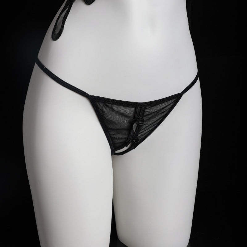 LS Sexy Lingerie Sexy Lace Butterfly Perspective Pure Desire Small Breast Three-Point Bellyband Free Take-Off Suit 8339