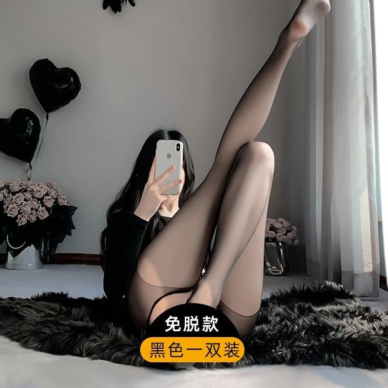 LS Sexy Silk Stockings Light Leg Artifact for Women Autumn and Winter High Breakthrough Black Silk Tearable Leggings Pantyhose 1004