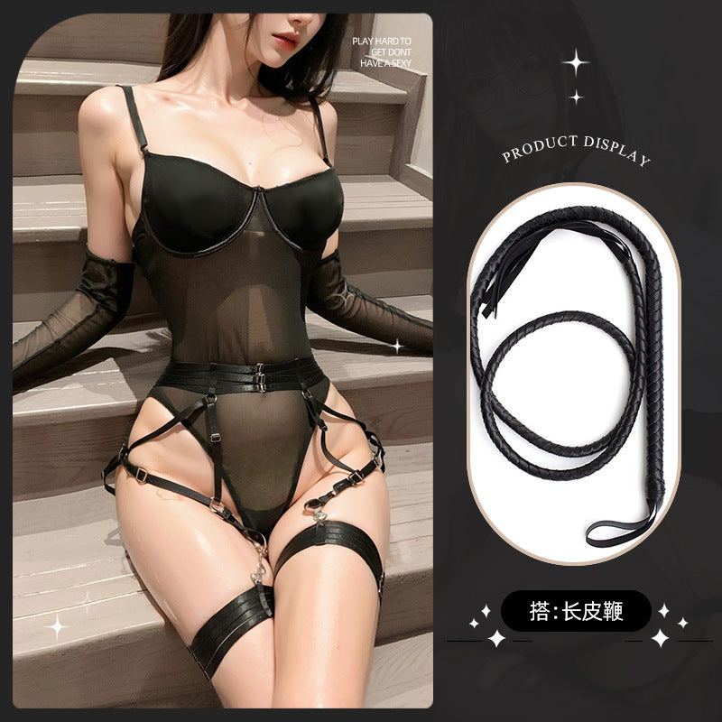 LS Sexy Lingerie Products Sexy Uniform Temptation Pajamas Pure Desire Small Breasts Revealing Sexy Spliced Vest