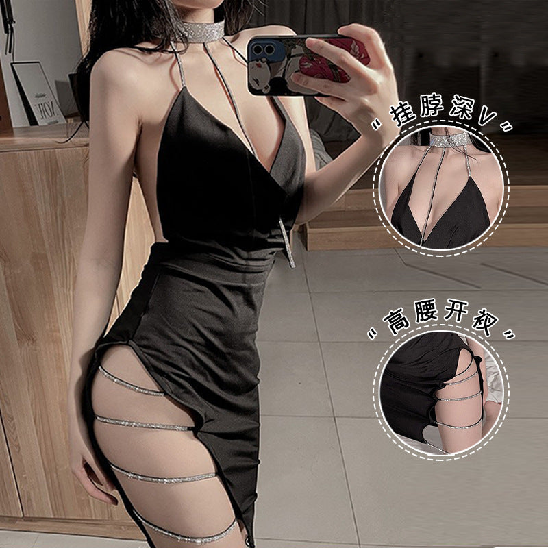 2311 Black Nightclub Hip Uniform Temptation Secretary Outfit Strap Female Sexy Lingerie Foreign Trade Large Size Spot Wholesale