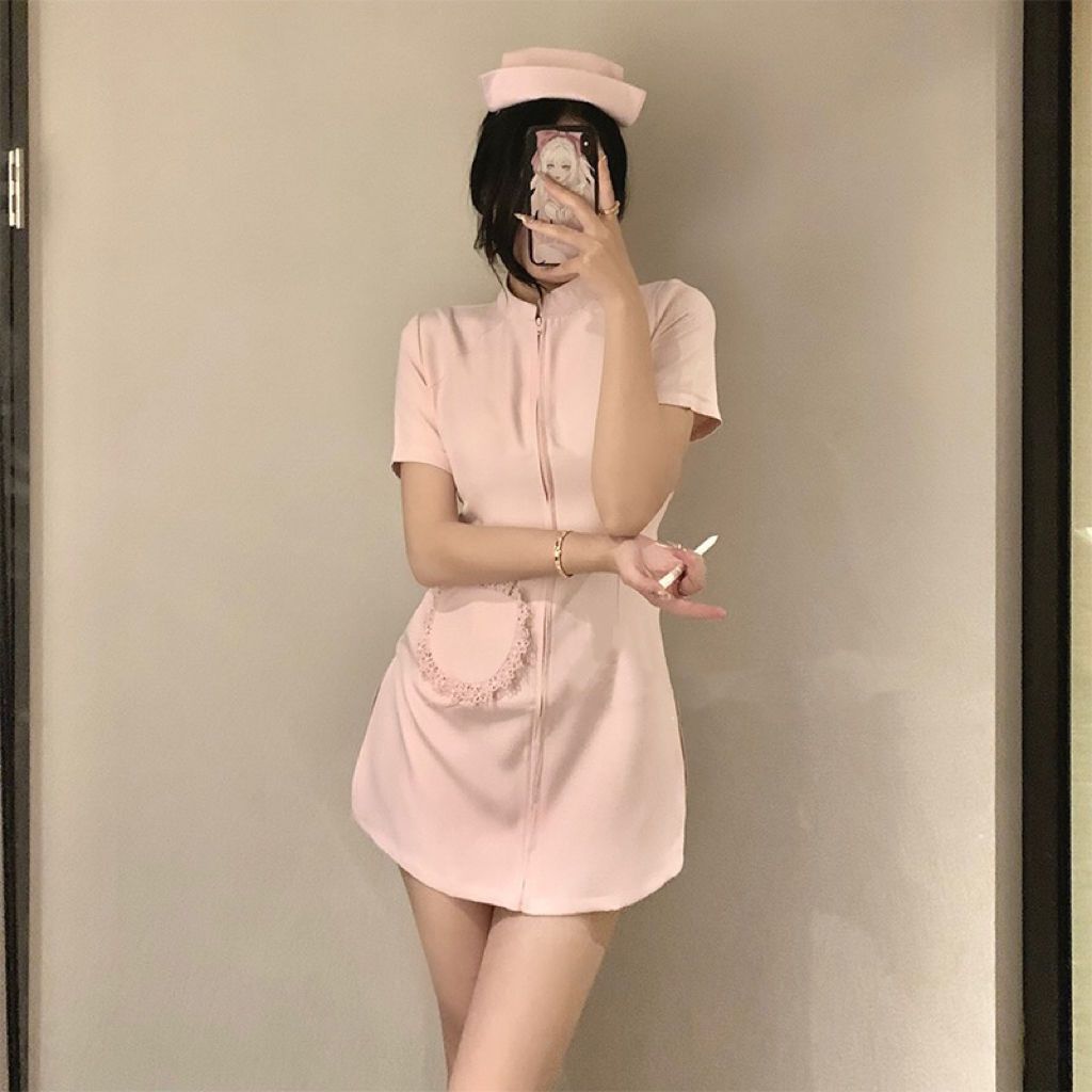 Straw Girl Sexy Lingerie Nurse Sexy Nurse Skirt Zipper Miniskirt Halloween Cosplay 1172