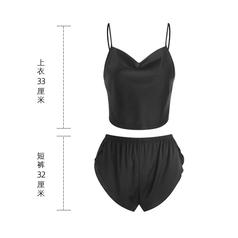 3069 Ying Sexy Home Wear Women's Summer Light Luxury Pure Desire Pajamas Simple Ice Silk Sling Set