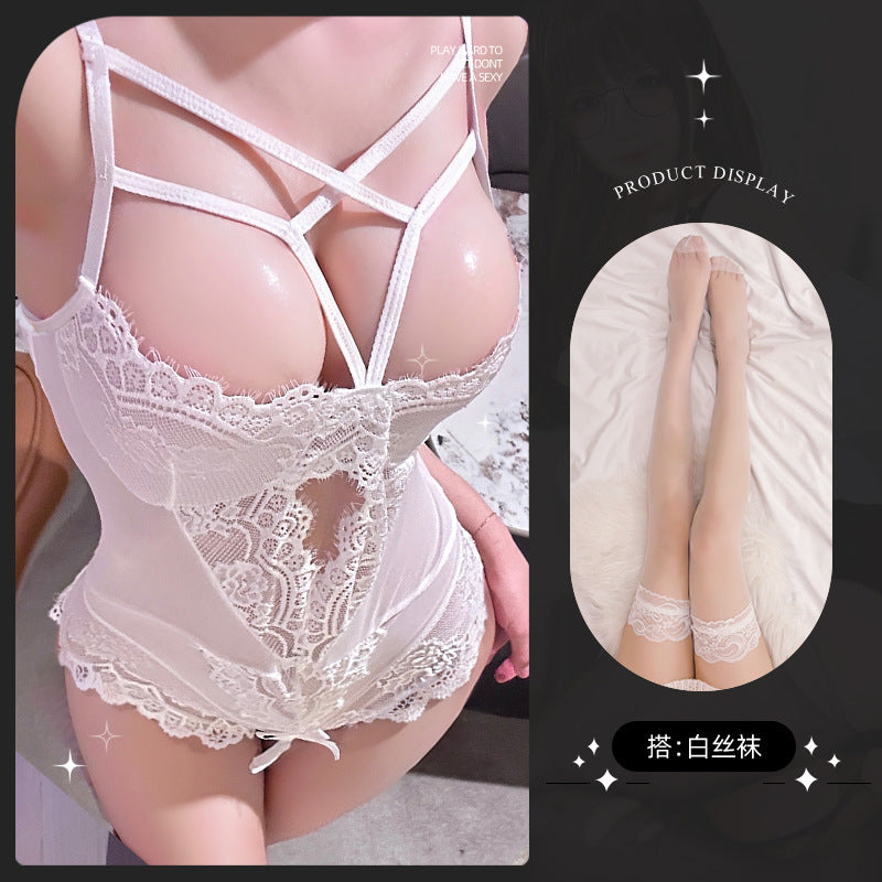 LS Sexy Underwear Sexy Uniform Seductive Pajamas Pure Desire Small Chest Shout Large Backless Butterfly 9013