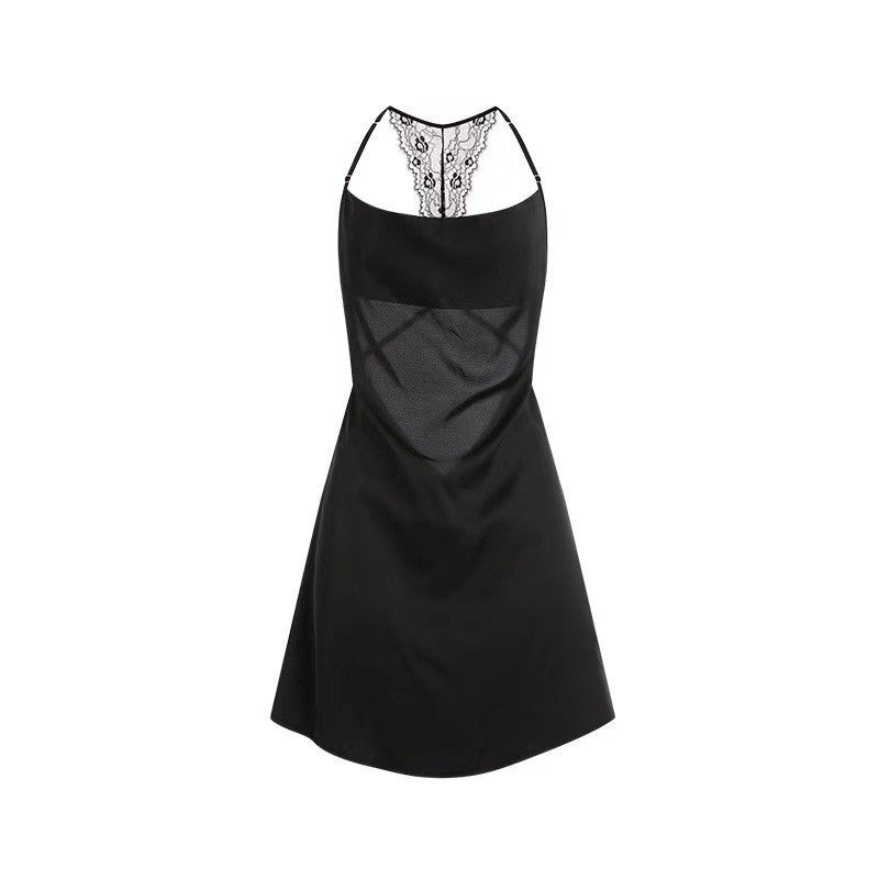 Ying Brand Pure Sexy Pajamas Lace Backless Thin Satin Sling Nightgown Women's Home Clothes Set for Hair