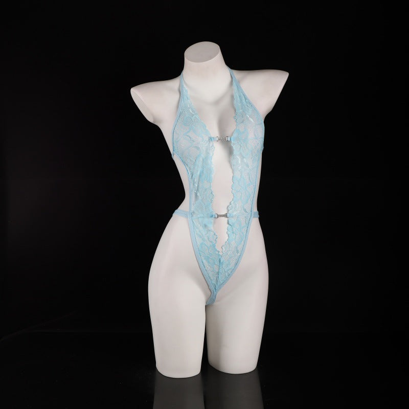LS Sexy No-Take Off Small Breast Transparent One-Piece Lace Uniform Temptation Pure Desire Sexy Underwear Pajamas 8442