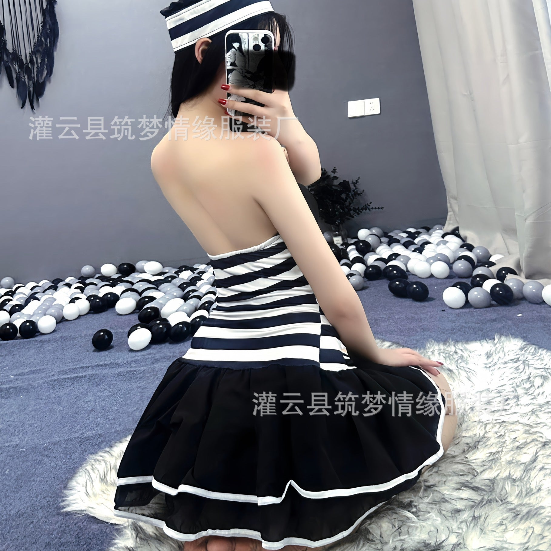 Sexy lingerie Christmas Halloween striped colorful sexy party masquerade decoration props fashion Long