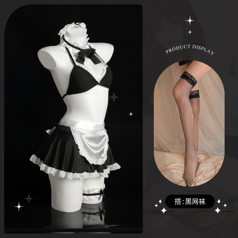 LS Sexy Lingerie Maid Uniform Color-block Home Clothes Skirt Cosplay suit 8250