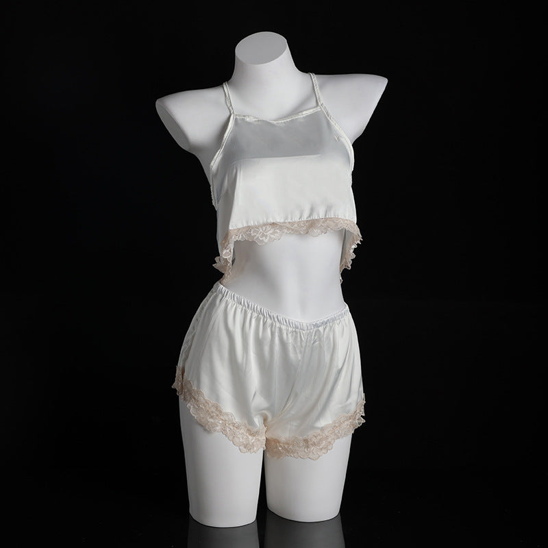 LS Sexy Underwear Women's Sexy Uniform Temptation Pajamas Small Chest Large Sexy Backless Two-piece 9093