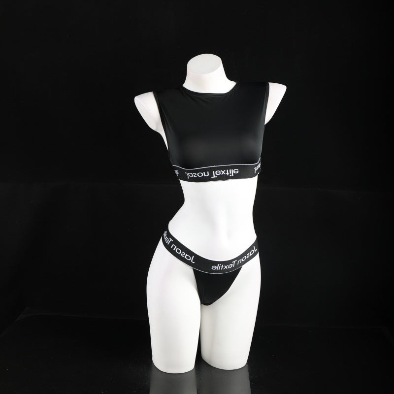 LS Sexy Underwear Anime Two-Piece Swimsuit Feminine No-Take-Off Student Tight Sports Suit