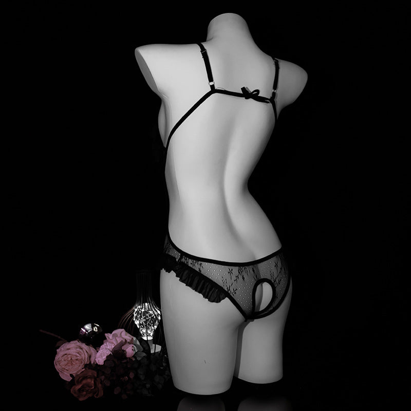 LS Sexy Lingerie Lace Open-Chest Open-Crotch Tight Lace Bunny Girl Qqny Sexy Lingerie 8982