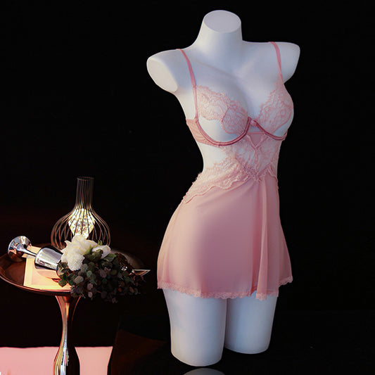 LS Sexy Underwear Sexy Sling Lace Tempting Nightdress Hot Perspective Uniform Attractive Pajamas 8619