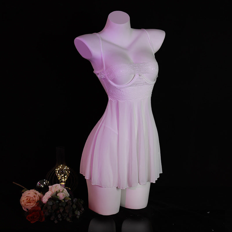 LS Sexy Underwear Sexy Uniform Pajamas Pure Desire Small Chest Shown Large Free of Breasts Shout Sling Skirt 9101