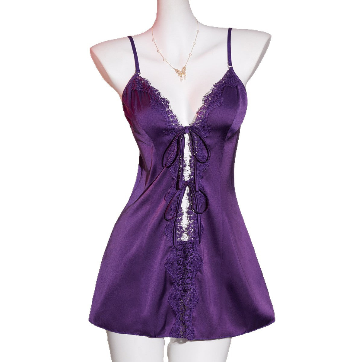 Sexy Lingerie, Sexy Lace Temptation Nightgown, Front Placket, Large Size Lace-Up Pajamas, Women's Uniform-Free Passion Suit