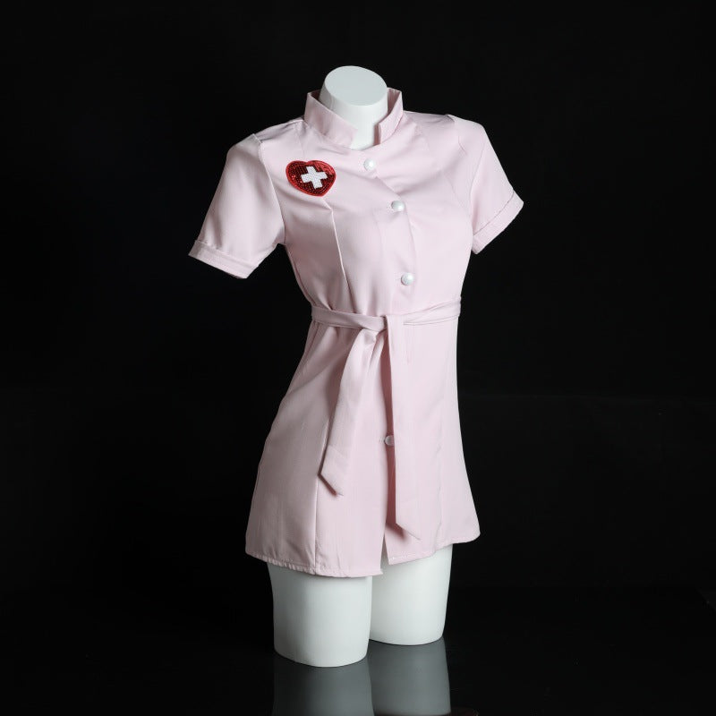LS Sexy Nurse Outfit Sexy Lingerie Temptation Hot Solid Color Short Skirt Cosplay Bed Outfit 8059