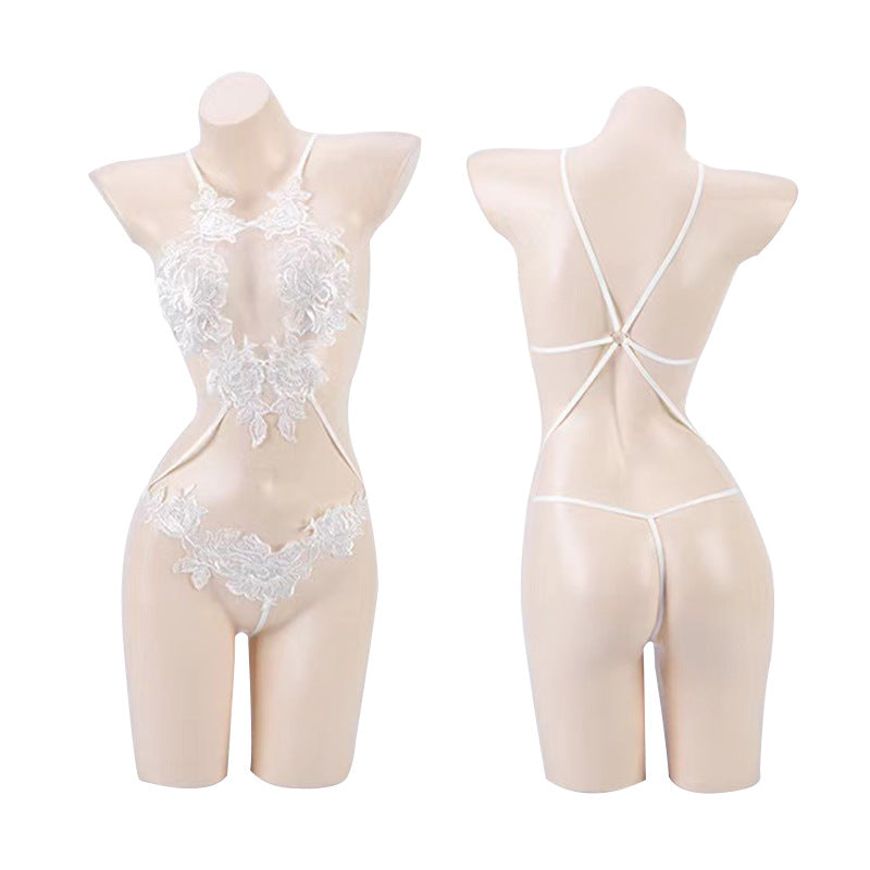 1188 Ying sexy lingerie summer new sexy perspective free off jumpsuit pure desire style embroidery lace suit