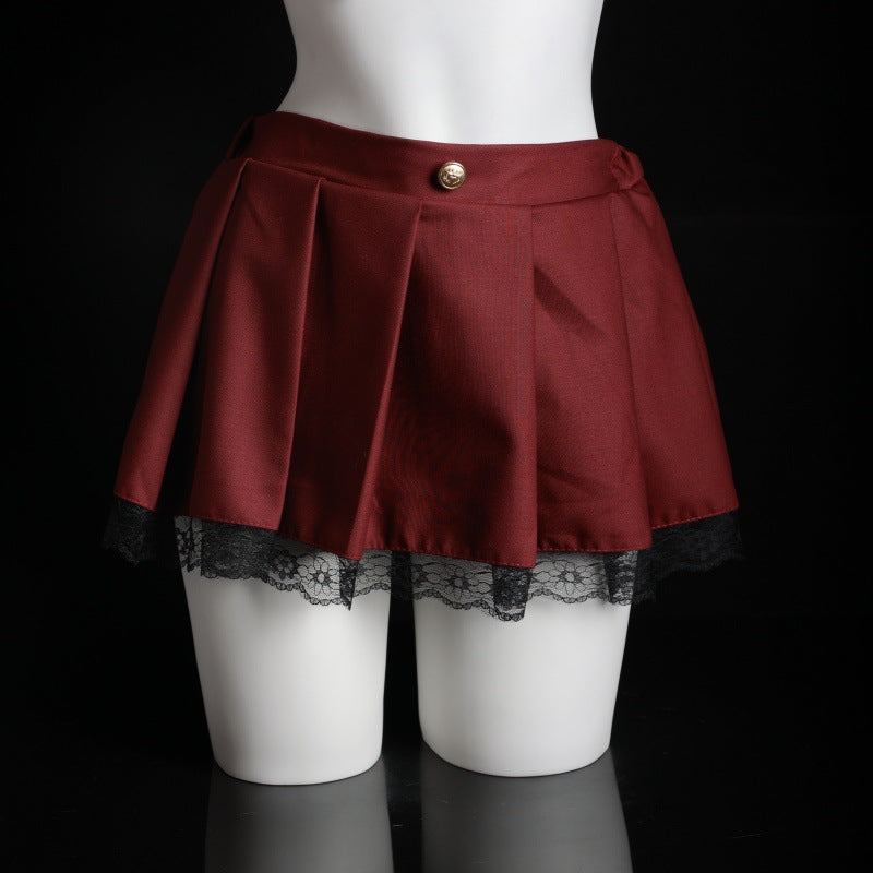 LS Sexy Lingerie Sexy Halter Jk Student Pleated Skirt Uniform Suit Cosplay Cute 8215