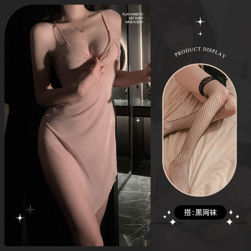 LS Sexy Lingerie Sexy Emotional Stepmother Skirt Pure Desire Suspender Hip Skirt Couple Fun Pajamas 8094